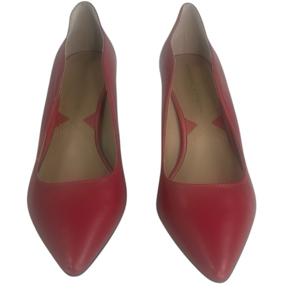 Adrienne Vittadina Fanie Pink Leather Kitten Heel Scalloped Pumps Career SZ 6.5 - Picture 4 of 13